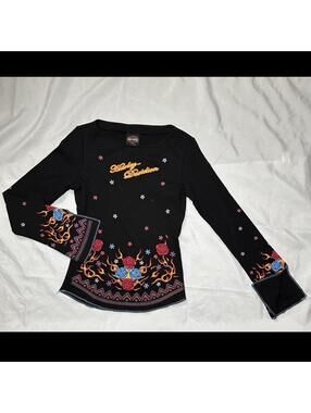 Y2k Harley Davison floral with flame Long sleeve Honolulu